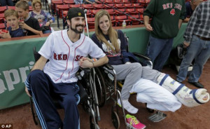 ... the ceremonial first pitch before a Red Sox game at Fenway Park in May
