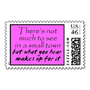 Funny quotes pink stamps small town joke humor