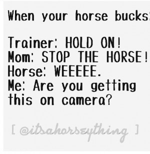 When the Horse Starts to buck. or it would go more like: trainer: Sit ...