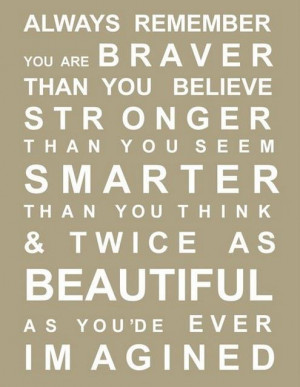 beautiful, believe, brave, quote, smart, stronger