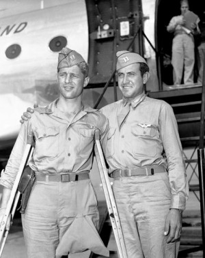 Capt. Louis Zamperini, right, and Capt. Fred Garrett at Hamilton Field ...