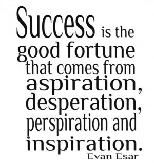 Success is the good fortune that comes from aspiration, desperation ...