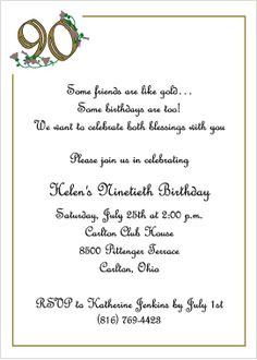 90 birthday invitations | Golden Birthday - 90th Birthday Invitation ...