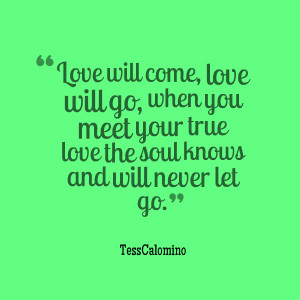 Go Your Love Quotes ~ Quotes from Tess Calomino: Love will come, love ...