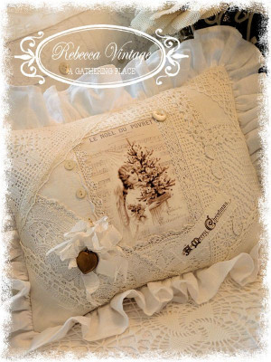 Linen Christmas Lace Angel Pillow from REBECCA VINTAGE - A Gathering ...