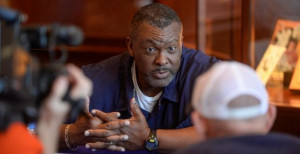 Defensive line coach Rodney Garner talks with reporters on Wednesday ...