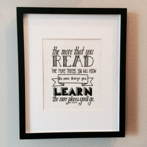 Hand Lettered Dr. Seuss Reading and Learning by LettersAndLattes, $13 ...
