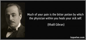 which the physician within you heals your sick self. - Khalil Gibran ...