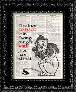 Wizard Of Oz - Cowardly Lion Courage Quote - Dictionary Print Vintage ...