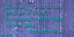 Choose my instruction instead of silver, knowledge rather than choice ...