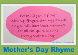 photo of: Mother's Day rhyme for handprint, Mother's Day poem for ...