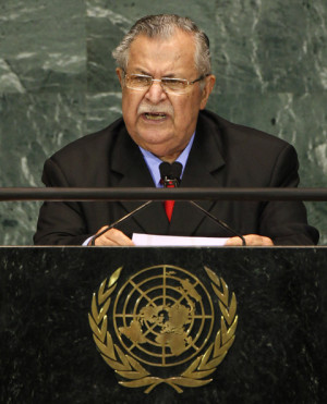 Jalal Talabani President of Iraq Jalal Talabani addresses the United