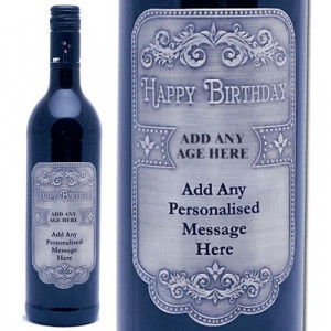 Personalised Happy Birthday Italian Merlot with Pewter Label from ...