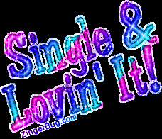 Single & Lovin' It! Pink & blue glitter text