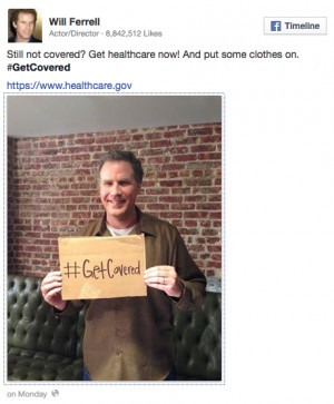 Will Ferrell Facebook Posts Will ferrell pitches obamacare