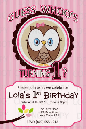 Printable DIY Owl First Birthday Birthday by onelovedesignsllc, $10.00