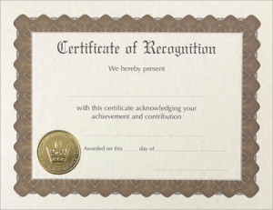 Gold Parchment Certificate of Recognition Business Stationery