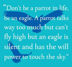 an eagle. A parrot talks way to much but can’t fly high but an eagle ...