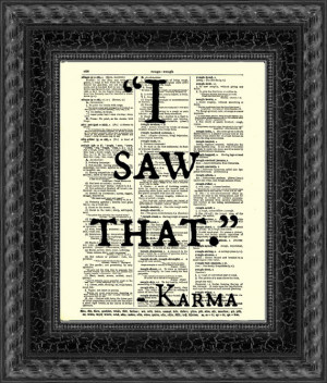 Saw That, Karma Quote, Dictionary Art Print, Wall Decor, Art Print ...