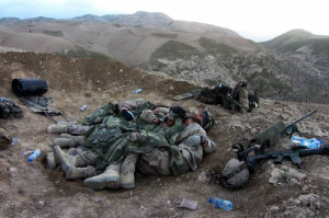 Swedish soldiers spooning in Afghanistan, May 2012