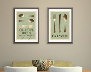 ... , Spoon, Fork, Knife poster prints, Kitchen quotes prints, Home decor