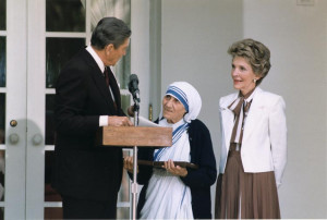 President Reagan presents Mother Teresa with the Medal of Freedom at a ...