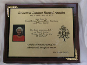 ... Personalized Plaques Memorial-Dedication Plaque-Piano Finish