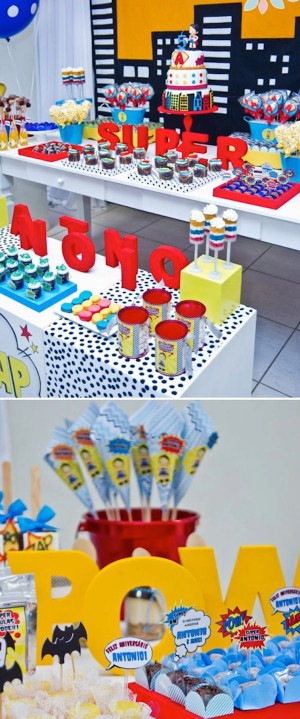 This fantastic SUPERHERO THEMED FIFTH BIRTHDAY PARTY was submitted by ...