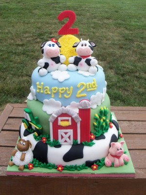 Here's a pic of the farm themed bday cake I just did for my boy/girl ...