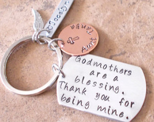 Handstamped Godmother/Godfather key chain/Godparent gift//Aunt/Uncle ...
