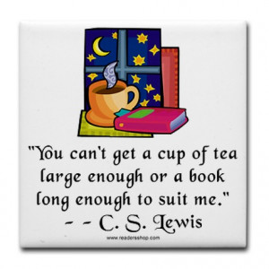 Tea & Books w Quote Tile Coaster