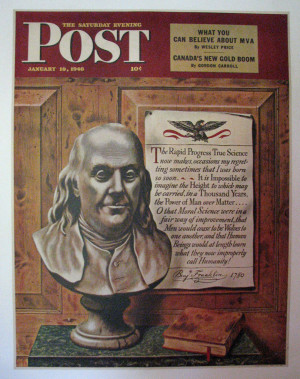 1946 John Atherton Benjamin Franklin Saturday Eve Post Poster Original ...