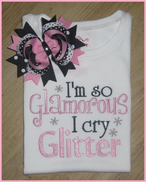 ... Glitter, Cute Sayings Embroidery w/ M2M Hair Bow. $32.00, via Etsy