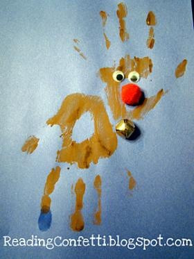 Handprint rudolph reindeer, preschoolchristmas crafts