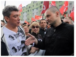 picture dated 2011 shows Nemtsov L and opposition leader Sergey