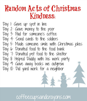 ... christmas with 24 days of random acts of christmas kindness it has