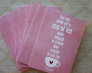Greeting Card A Cup of Tea and a Lo ng Book - CS Lewis quote - Friend ...