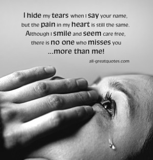 In Loving Memory Cards – I hide my tears when I say your name