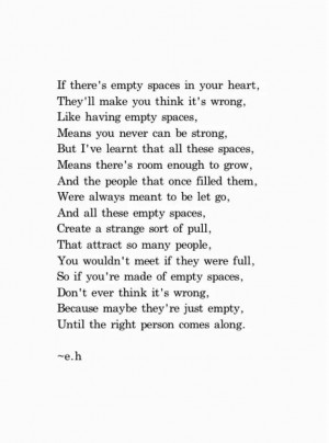 Empty spaces in your heart...
