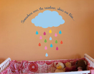 Somewhere over the rainbow skies ar e blue 36x34.5 Baby Nursery Vinyl ...