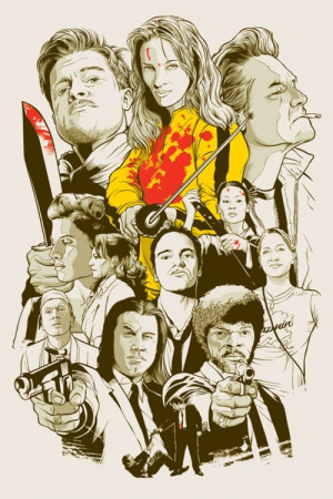Illustration art film pulp fiction Poster Quentin Tarantino Vincent ...