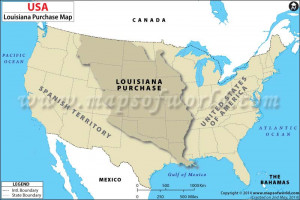 Description : Map showing the area of Louisiana Purchase in the USA.