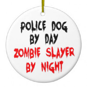 Zombie Slayer Police Dog Double-Sided Ceramic Round Christmas Ornament