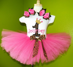 hot pink zebra princess crown number birthday tutu set