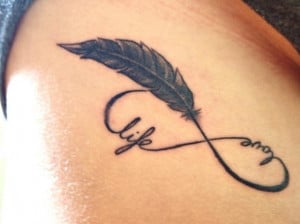 Beautiful Infinity Feather Tattoos for Rib