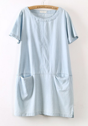 Light Blue Short Sleeve Dress