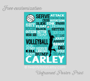 ... Art You Choose the Colors Makes a Great Gift for any Volleyball Player