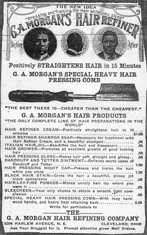 Advertisement for Morgan's hair products