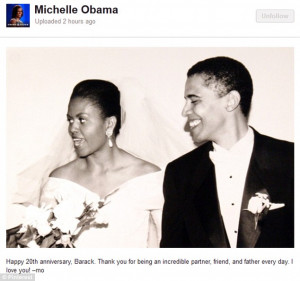 Wedding day: The Obamas posted this photograph on social media to ...