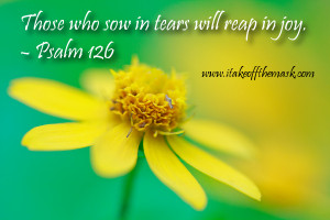 Those who sow in tears will reap in joy . – Psalm 126, WEB